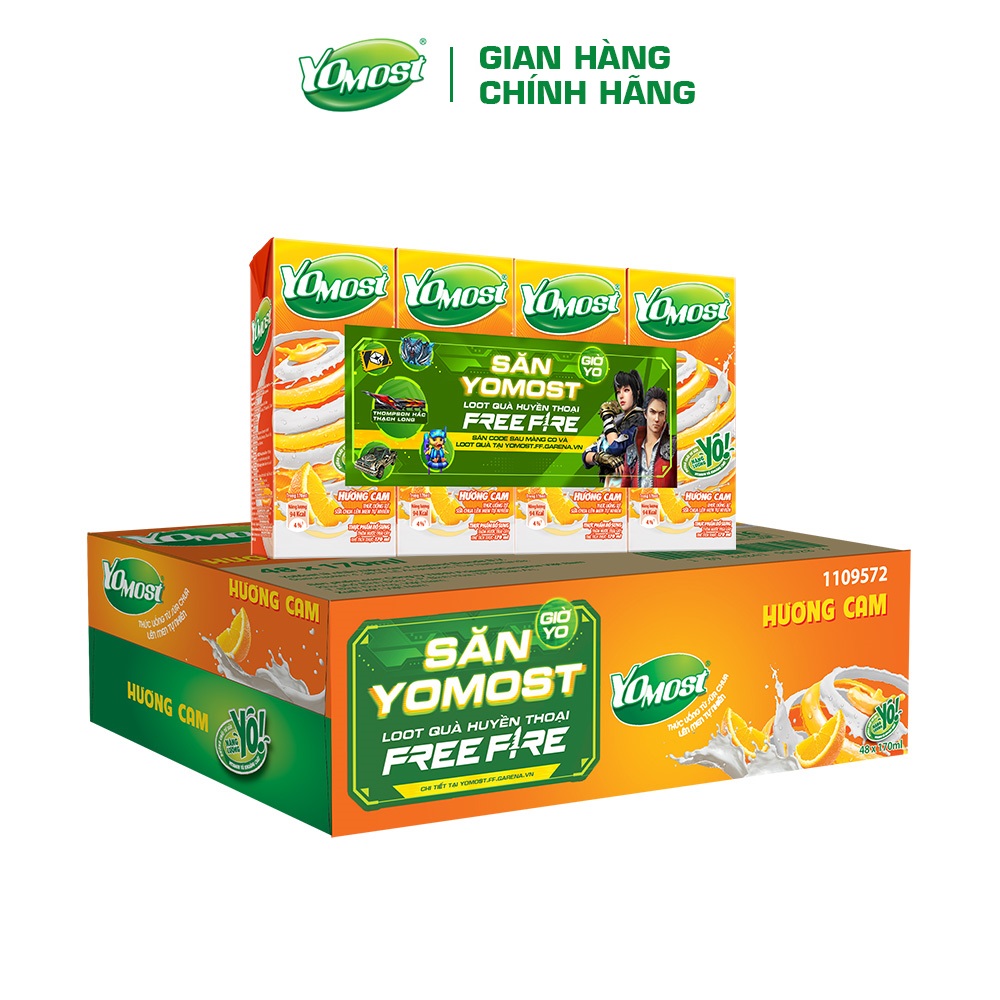 Thùng 48 Hộp Sữa Chua Lên Men Tự Nhiên Yomost Vị Cam (170ml/Hộp)