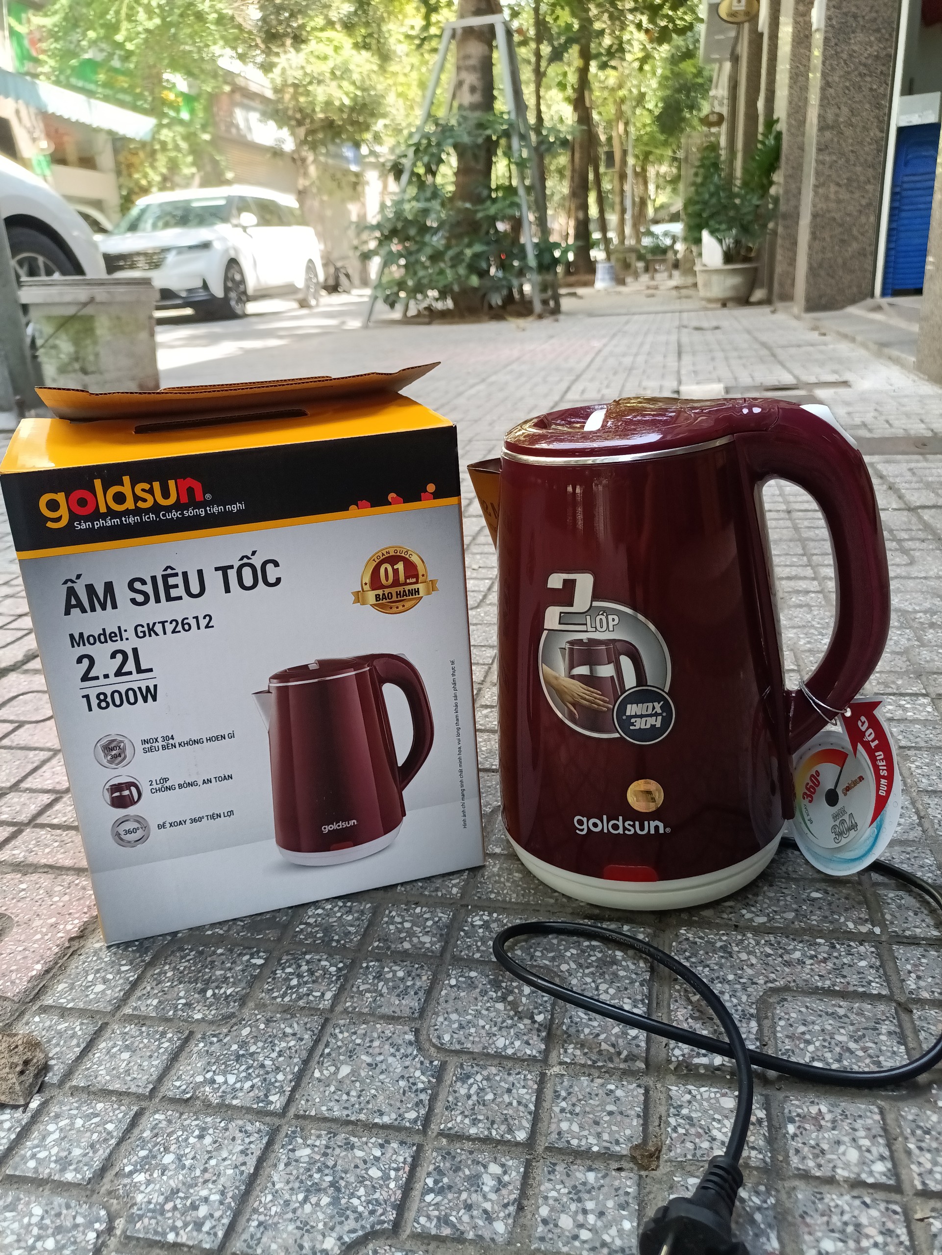 Ấm siêu tốc 2 lớp Goldsun GKT2612 Hàng Chính Hãng