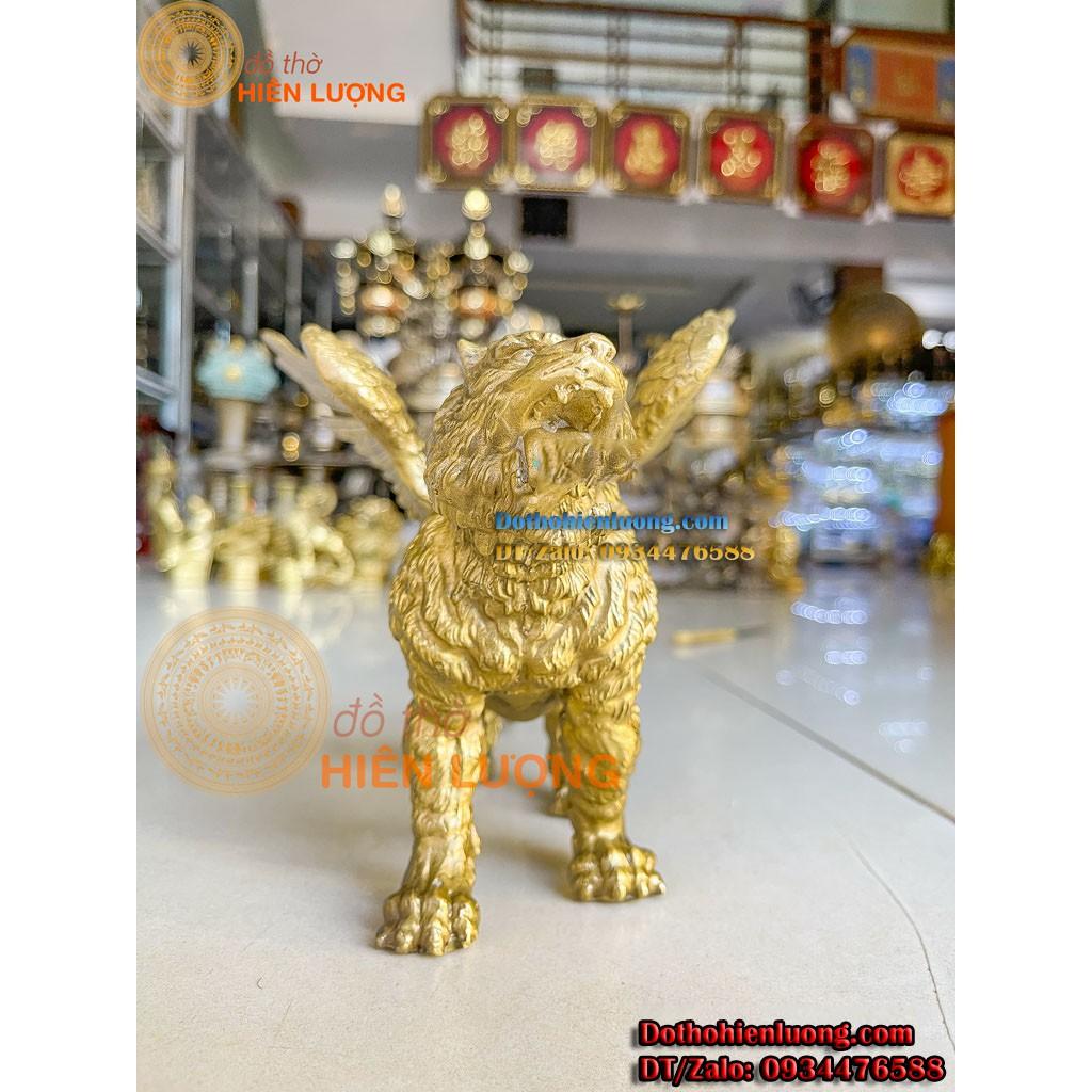 Tượng Linh Vật Hổ Có Cánh Cao 20cm Bằng Đồng Vàng Đẹp