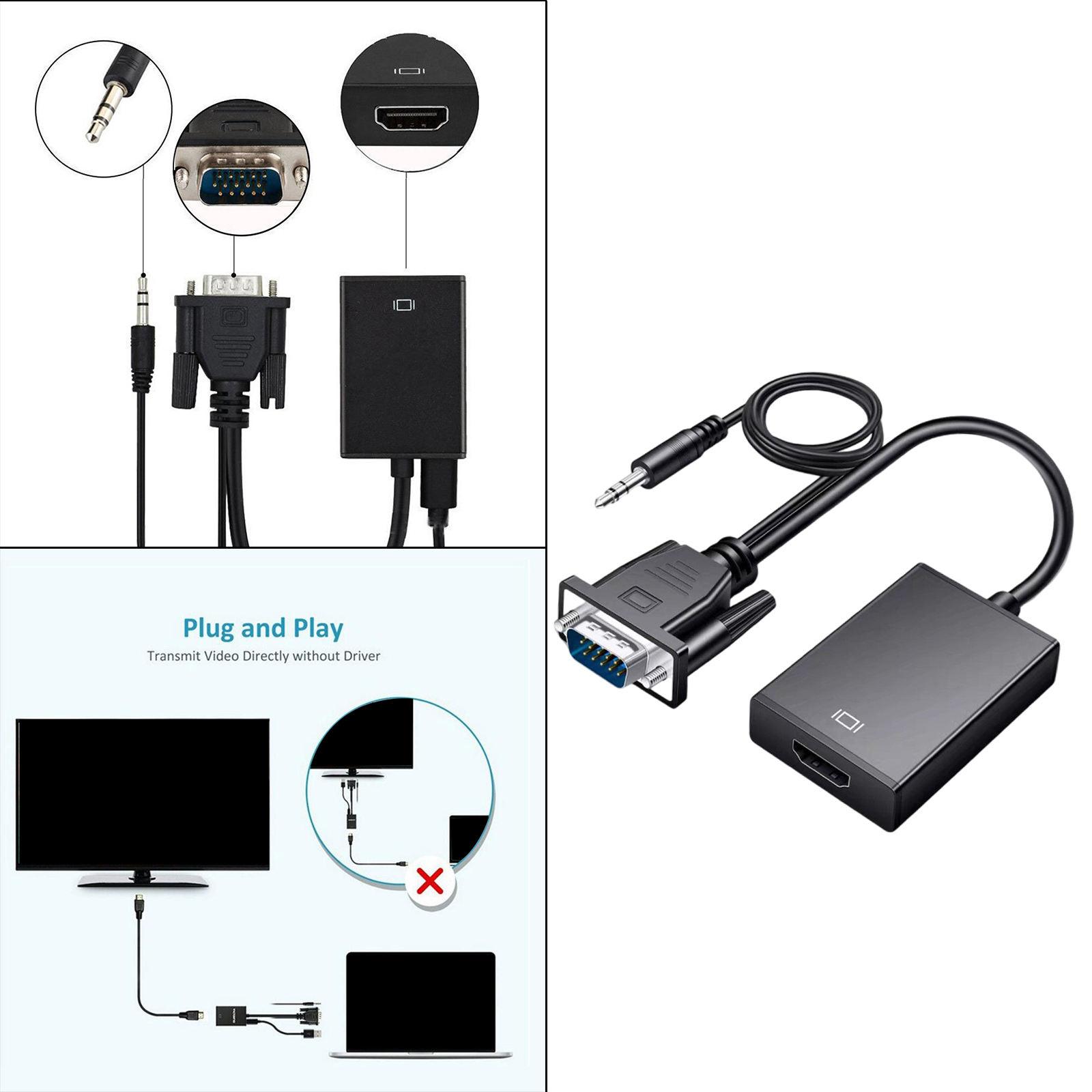 VGA to HDMI Converter Adapter VGA to HDMI for Computer Mobile Phones Black