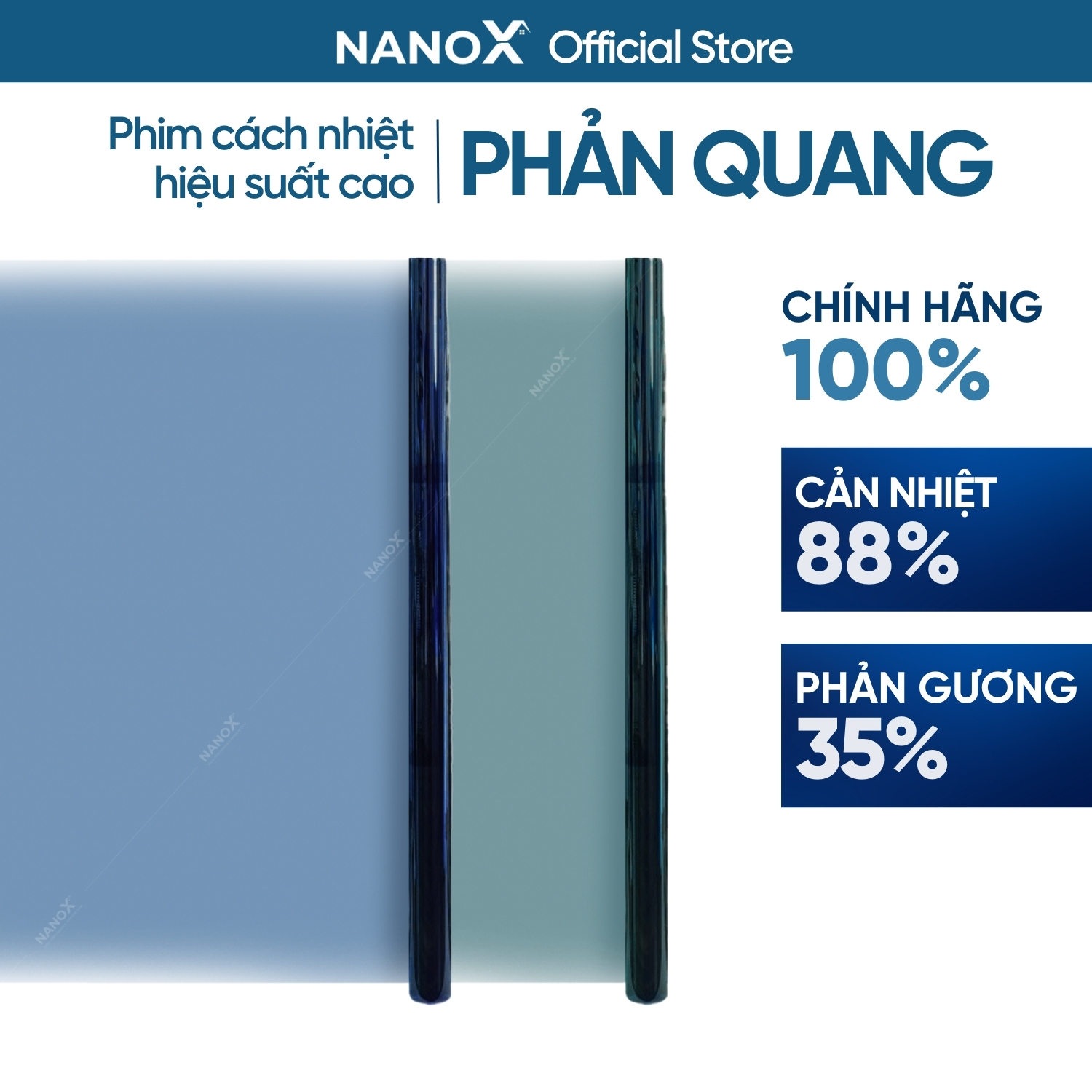 Phim cách nhiệt phản quang, phản gương dán kính chống nắng nóng NanoX