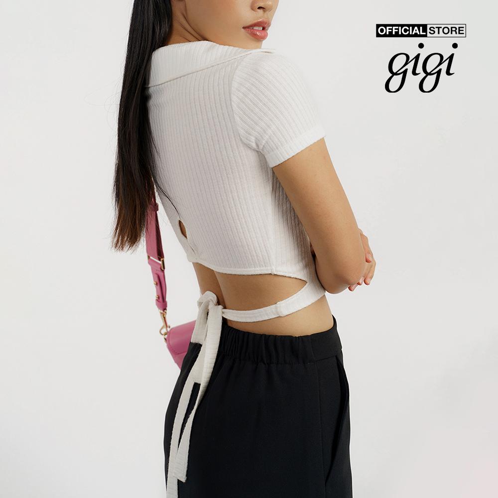 GIGI - Áo croptop nữ cổ bẻ phối dây cột hiện đại G1201T221250