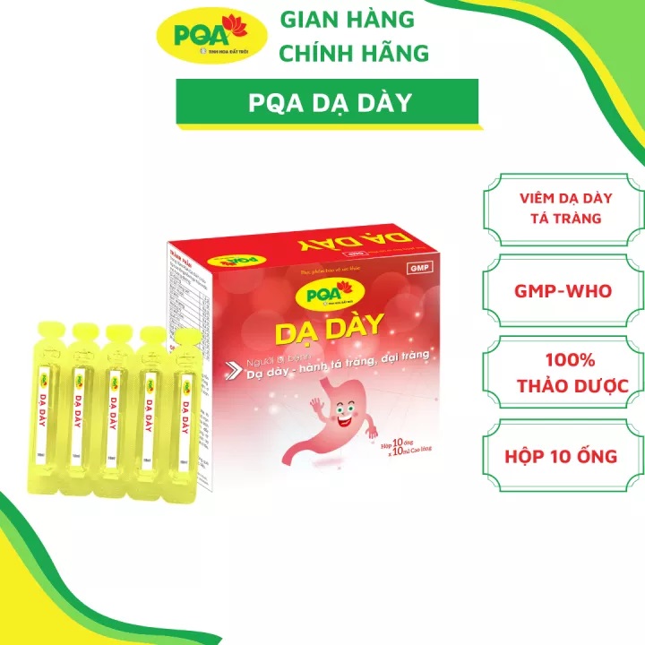 PQA Dạ Dày dạng ống là dược phẩm thảo dược dùng cho người đang bị bệnh dạ dày, tá tràng, viêm đại tràng cấp và mãn tính hỗ trợ hạn chế các triệu chứng tổn thương dạ dày – hành tá tràng, đại tràng