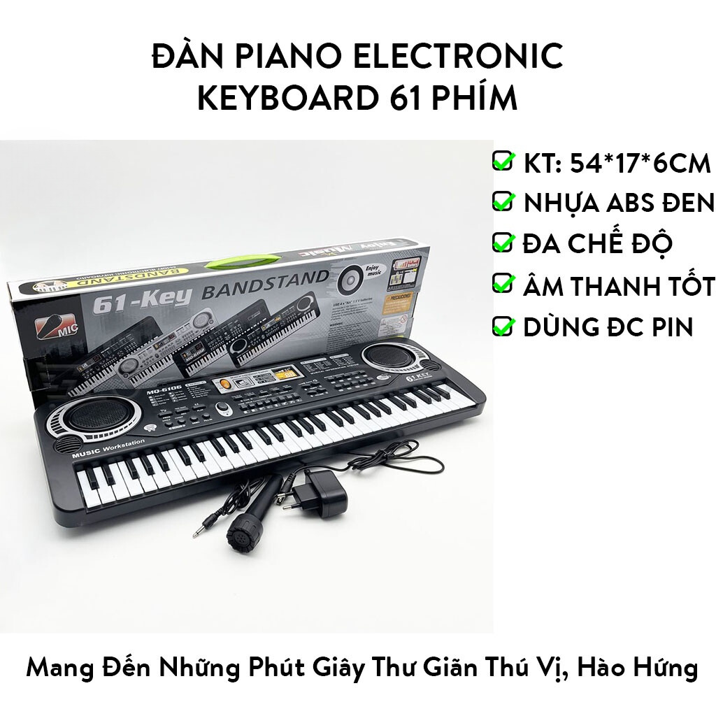 ĐỒ CHƠI ÂM NHẠC - Bộ đồ chơi đàn piano điện tử 61 phím kèm mic hát cho bé vừa học vừa chơi đồng thời phát triển khả năng âm nhạc, phát triển trí não cho bé thông minh vượt trội