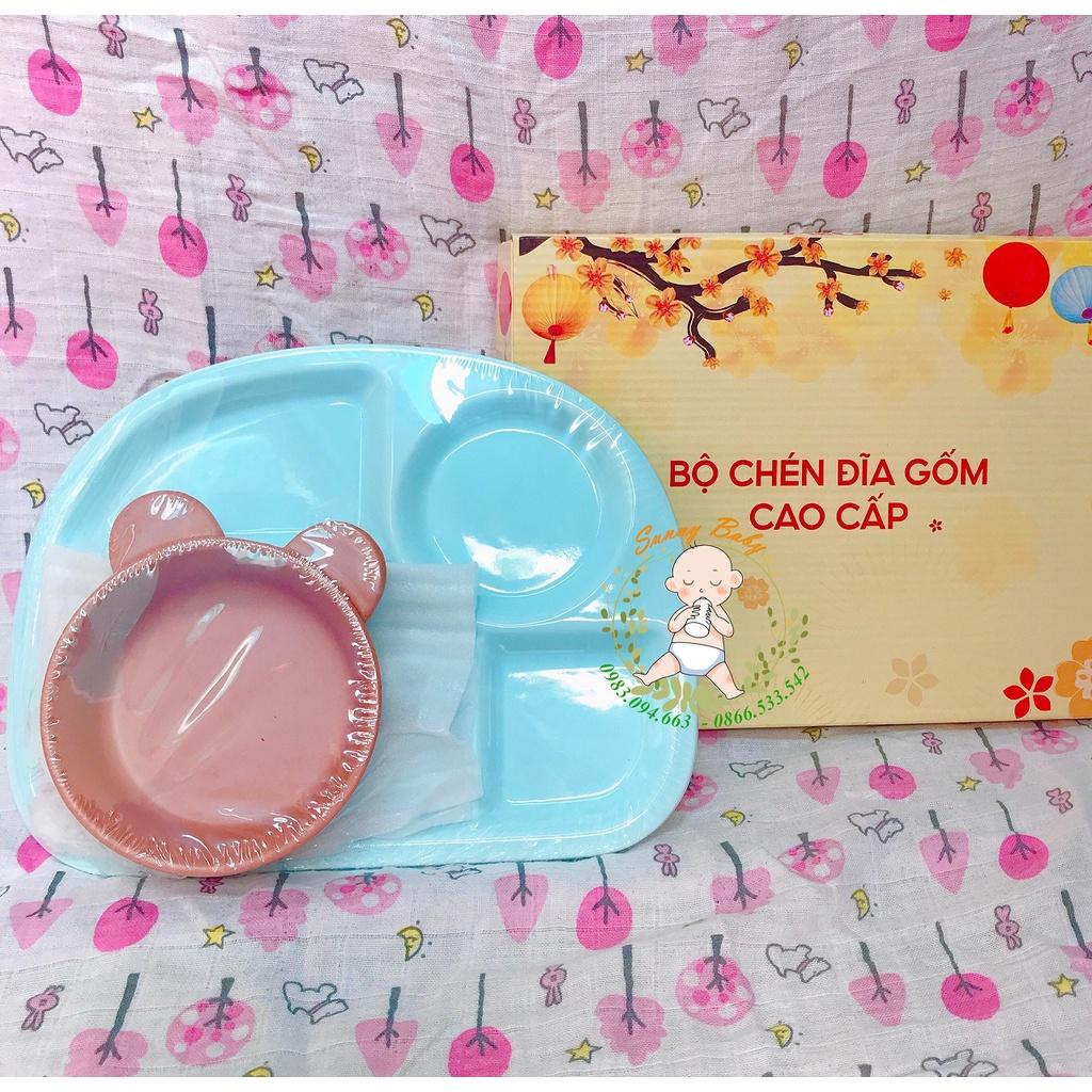 Khay Ăn Dặm Bát Ăn Dặm Bằng Gốm Sứ Cao Cấp An Toàn Cho Bé - Set Khay ăn Dặm Chén Ăn Dặm Chia Ngăn Cho Trẻ Giá Cực Rẻ