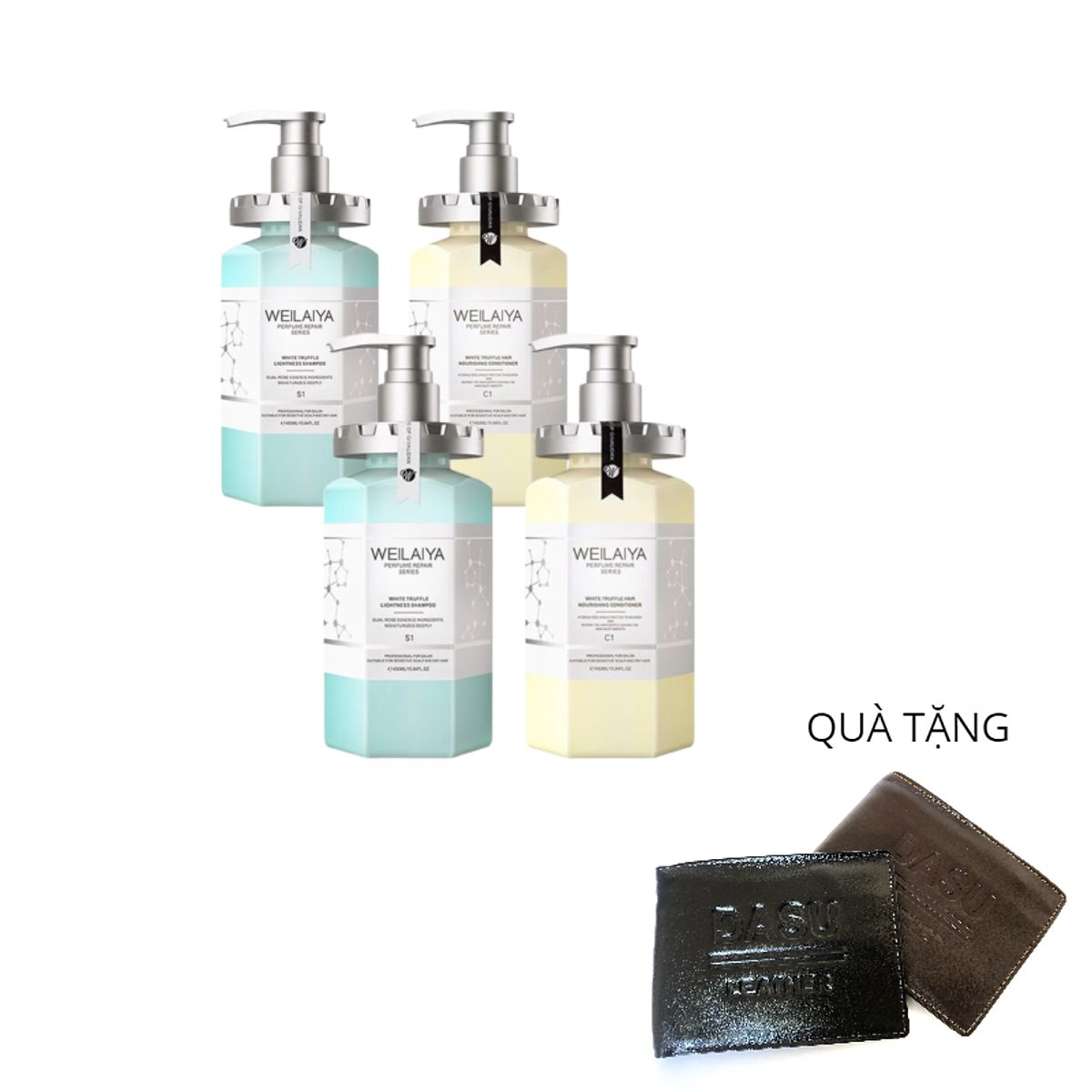 Combo 2 cặp Dầu gội xả phục hồi đa tầng nấm Truffle Weilaiya hương nước hoa - chăm sóc tóc và da đầu