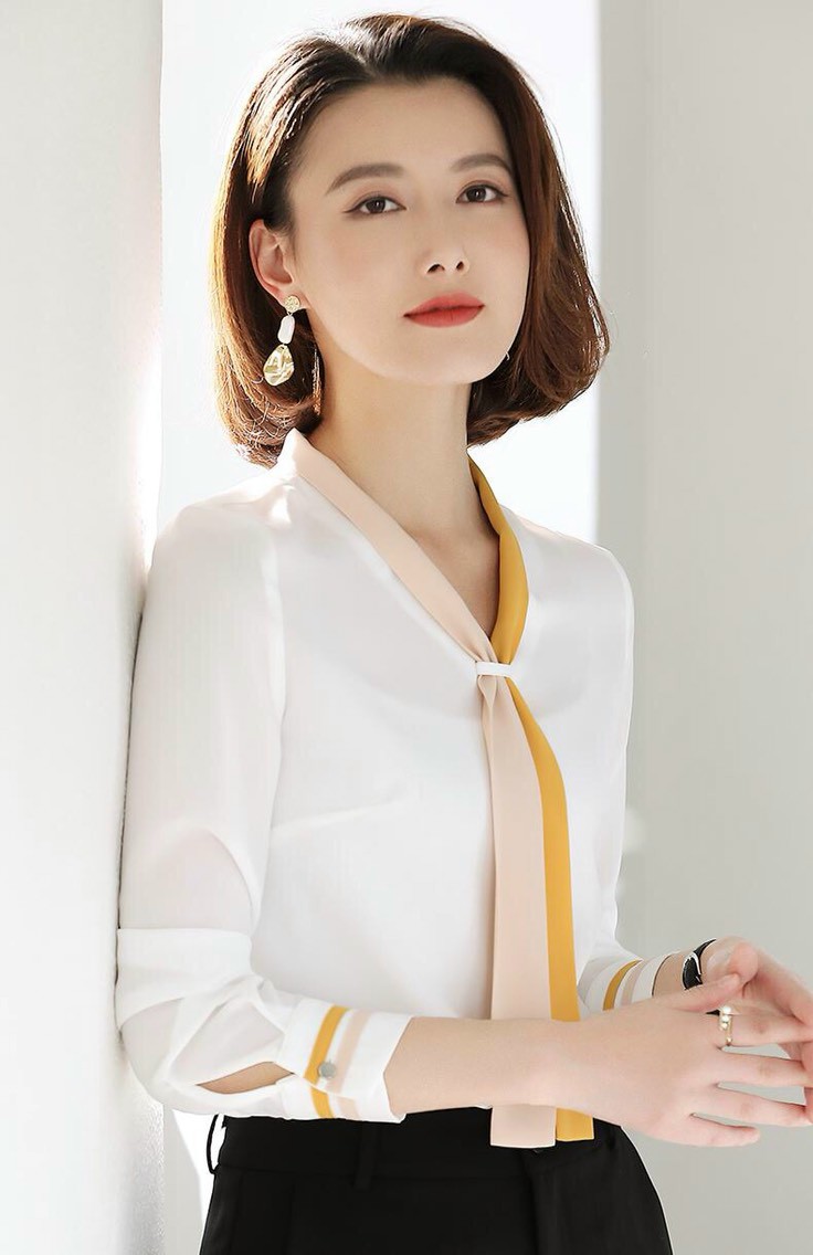 Áo Sơ Mi Voan Lụa Caravat Phong Cách Cao Cấp TP16