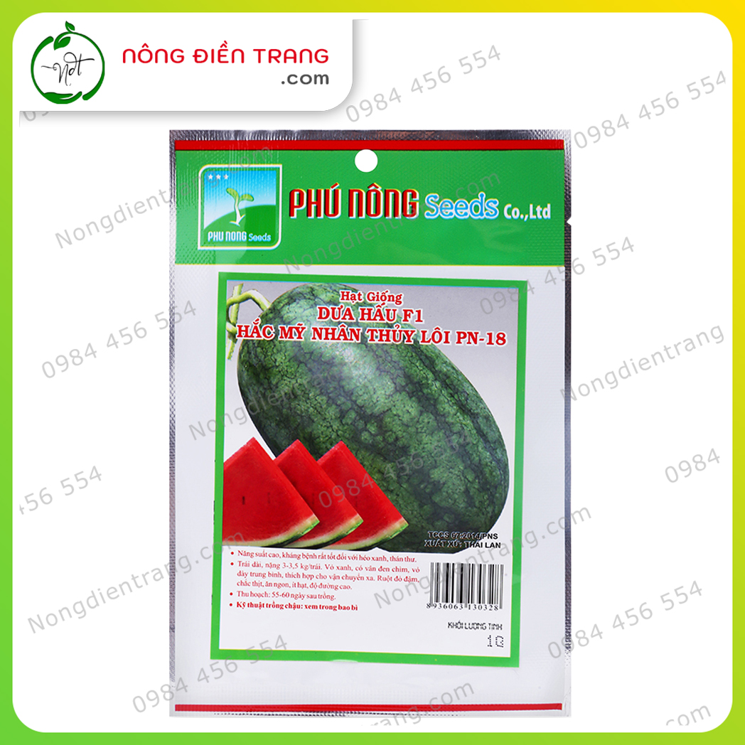 Hạt giống Dưa Hấu F1 Hắc Mỹ Nhân Thái Lan Phú Nông - Gói 1G - Tỷ lệ nảy mầm cao, Kháng Bệnh Tốt - VTNN Nông Điền Trang