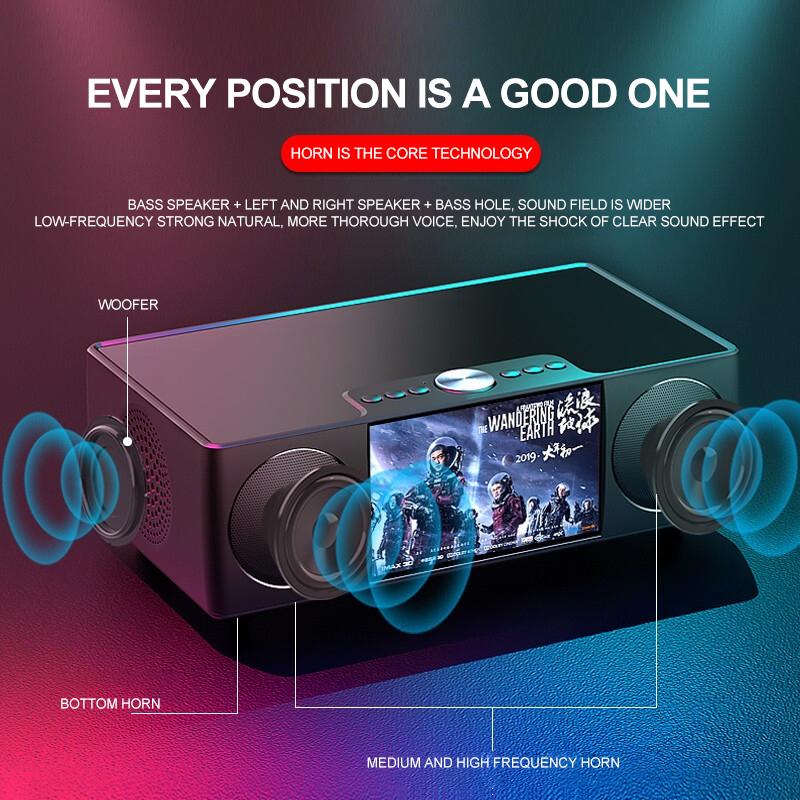 S99 Soaiy High Power Bluetooth Loa cao cấp Khí quyển Phim loa Bluetooth không dây có màn hình có loa siêu trầm đồng hồ Color: white Set Type: Speaker
