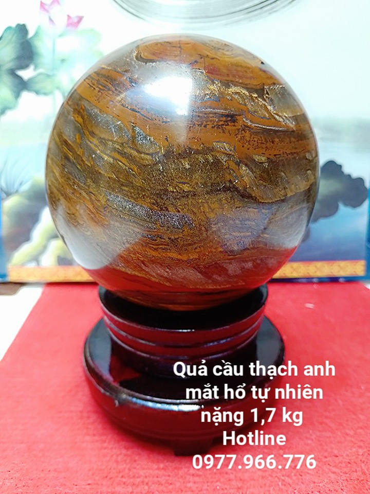Quả Cầu Phong Thuỷ Đá Thạch Anh Mắt Hổ - Hợp Mệnh Kim, Thổ