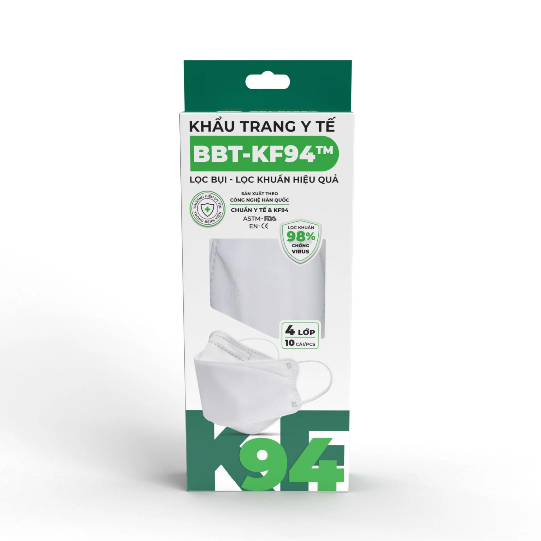 KHẨU TRANG KF94 BÔNG BẠCH TUYẾT 4 LỚP (10 CÁI/GÓI) GIAO MÀU NGẪU NHIÊN