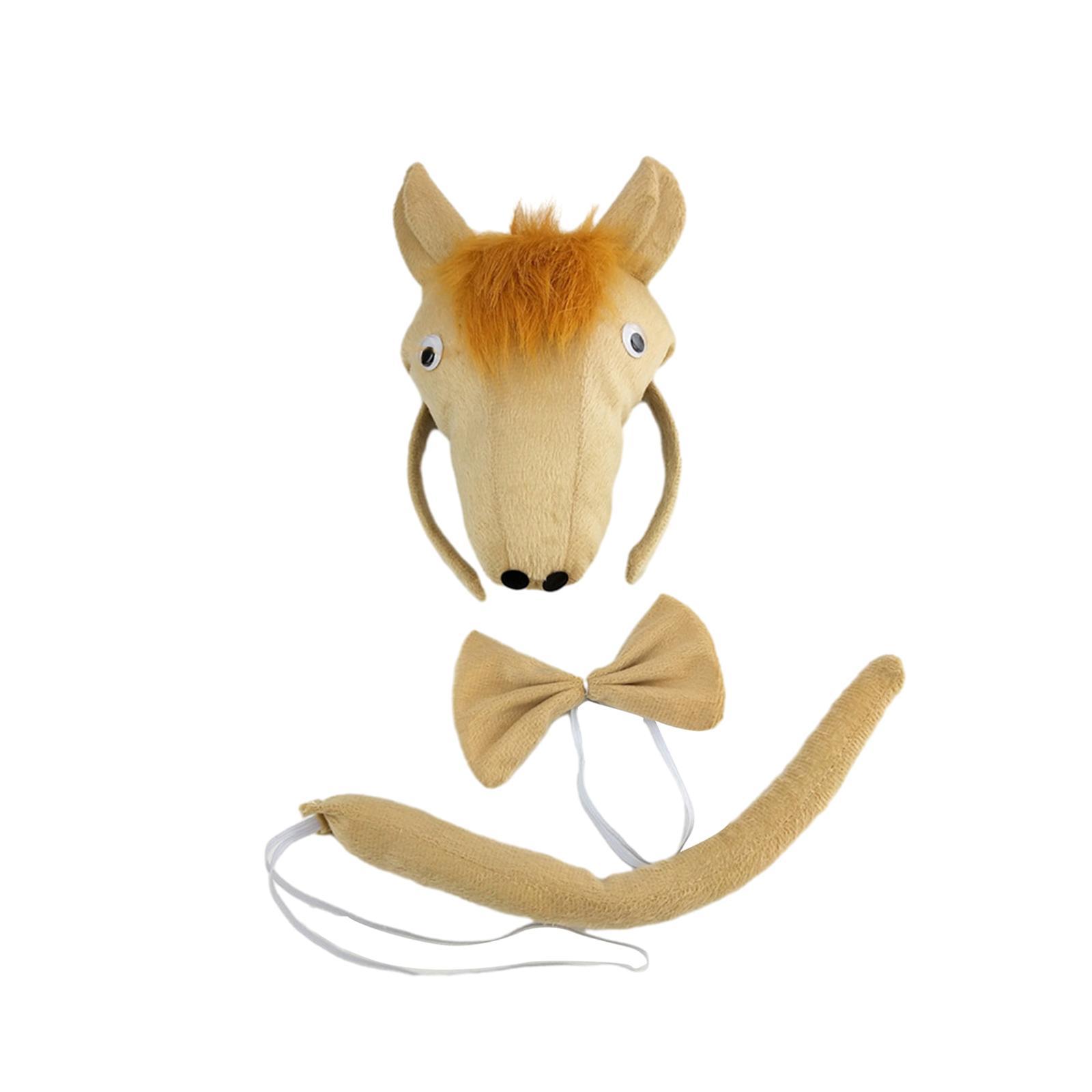 Kids Horse Costume, Ears Headband Bow Tie Tail Hair Band Elastic Strap, Animal Fancy Costume Kits for Carnival, Performance, Masquerades Cosplay