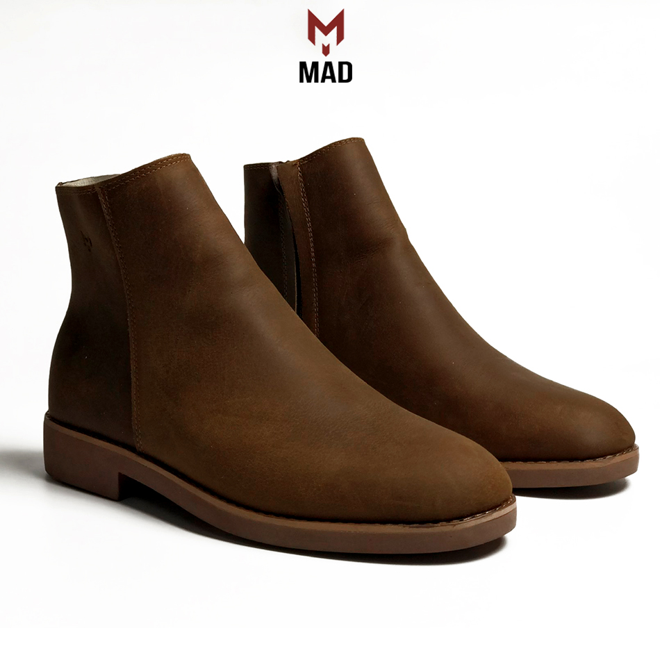 Giày Chelsea Zip Boots MAD Shoes Crazy Horse Brown cao cổ nam da bò sáp ngựa điên cao cấp chất lượng tốt nhất tại hà nội