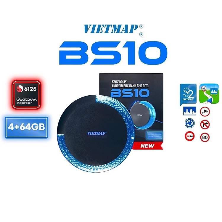 Vietmap BS10 - An.droid Box Qualcomm 6125 dành cho phụ kiện ô tô Apple CarPlay An.droid Auto Dẫn đường S2 và Vietmap Live Hàng chính hãng