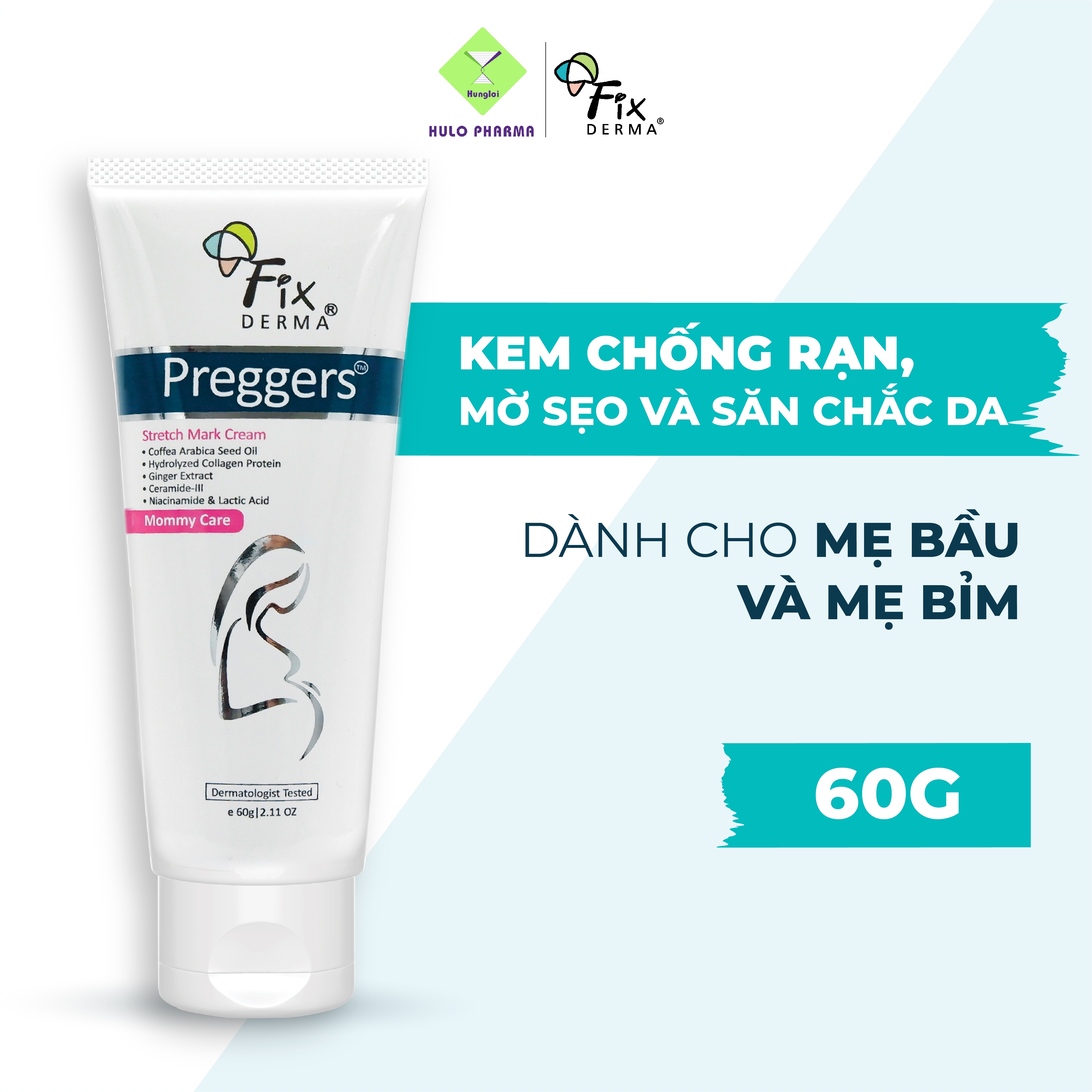 Kem ngăn ngừa và làm mờ vết rạn da Fixderma Preggers Stretch Mark Cream (60g)