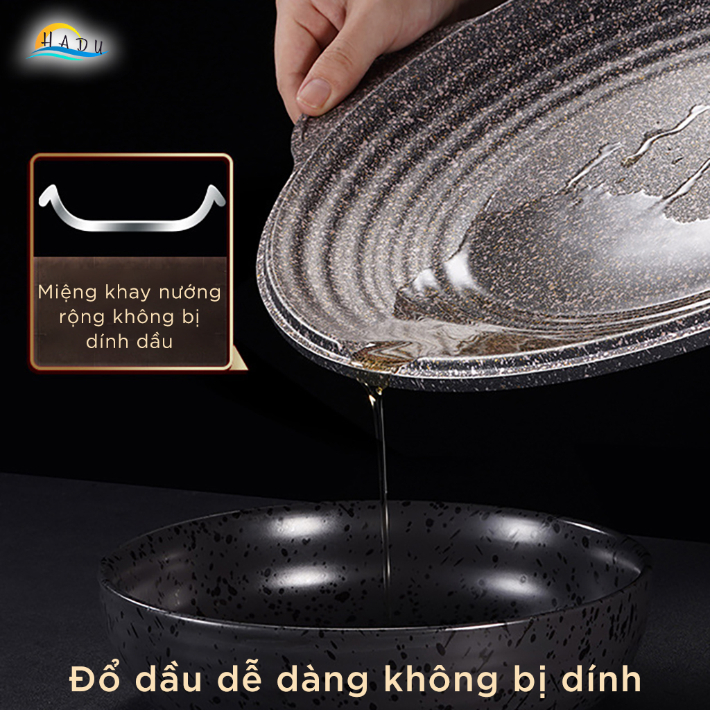 Chảo Nướng Bếp Từ Chống Dính Đá Hoa Cương Kiểu Hàn Quốc 34cm 38cm Cao Cấp Đạt Chất Lượng Đức SSGP