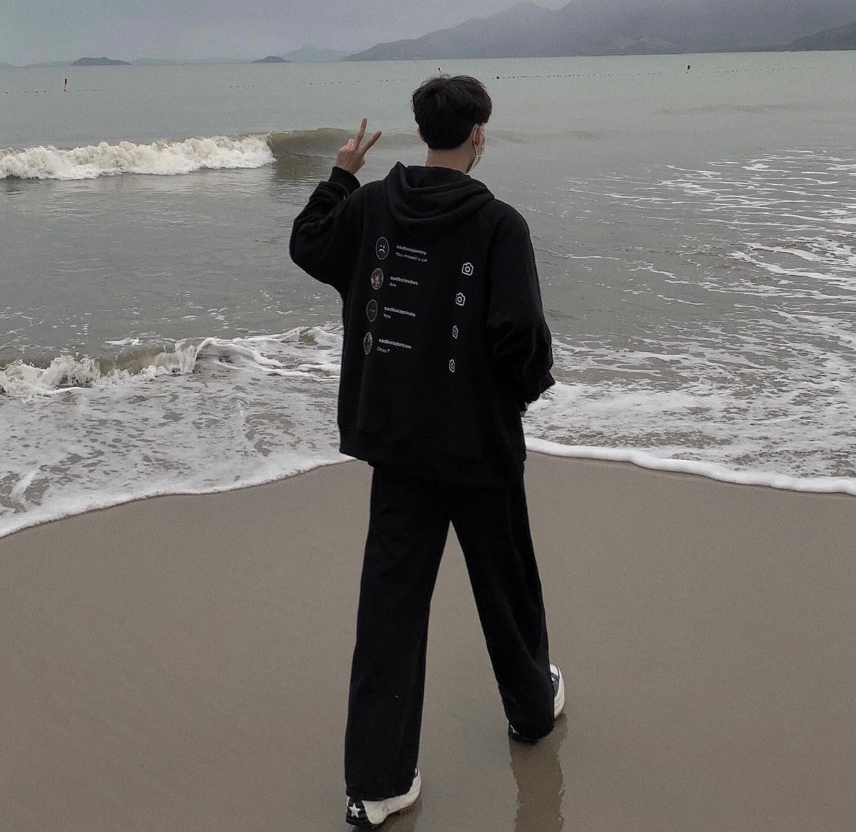 Áo hoodie unisex SADTAGRAM BLACK & GREY Áo khoác nỉ SADTAGRAM BLACK & GREY - Gin Store