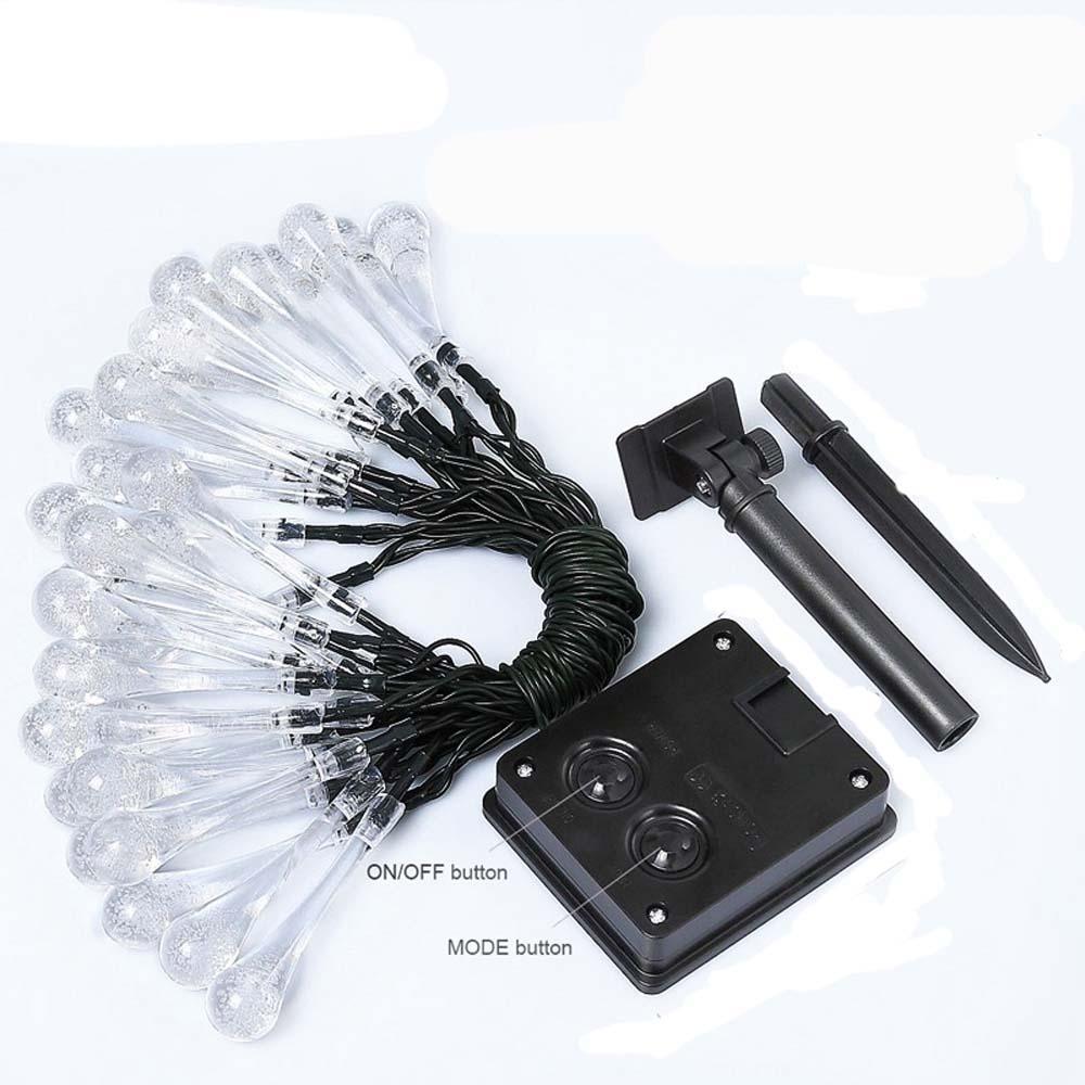 BZ965 4.85M 20 Bulbs 8 Models Solar Water Drop Waterproof Chargeable Clear Outdoor Decoration Festoon Party Garden Yard Fence Lamp Holiday String Lights