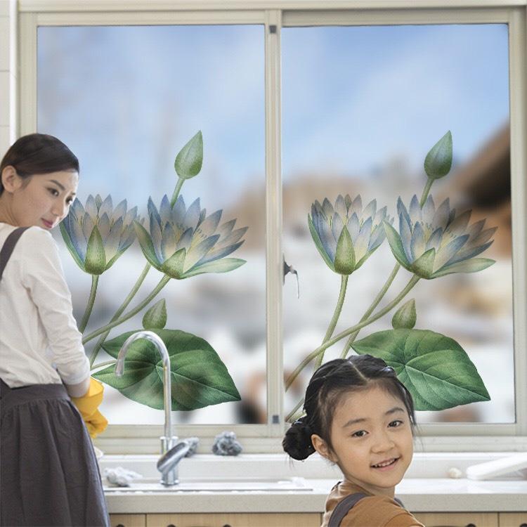 Decal trang trí kinh Cao Cấp - Hoa sen trắng