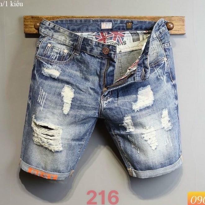 Quần short jean nam xanh rách cao cấp - chất liệu bò -co giãn tốt -hàng chuẩn shop BEN SHOP0807 MKHD03