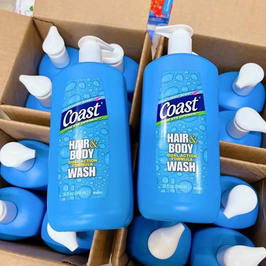 THÙNG 4 CHAI Sữa Tắm Gội COAST HAIR AND BODY WASH Cho Nam 946ml USA