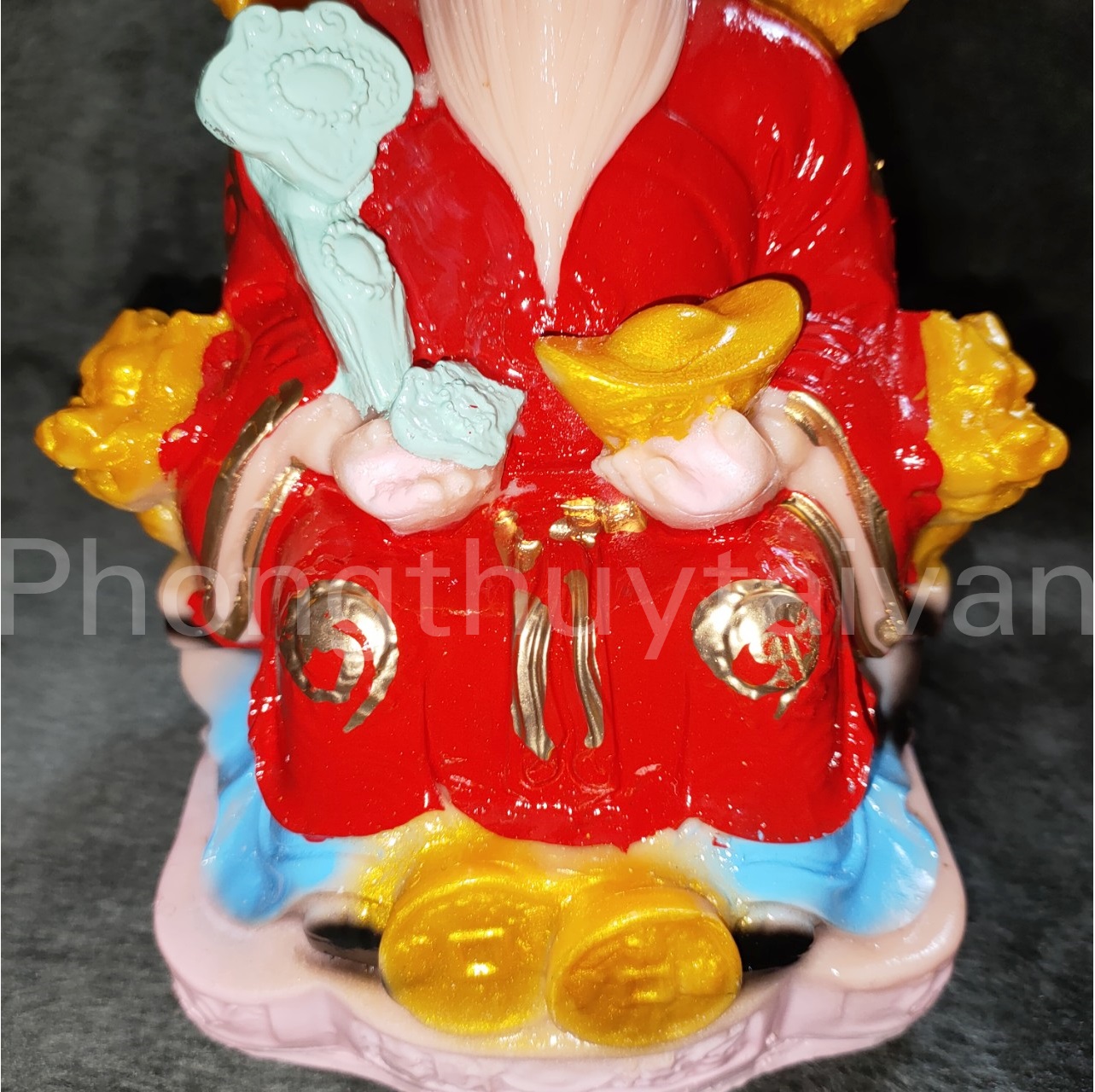 Tượng Thàn Tài Thổ Địa cao 17cm da hồng - thờ cúng.
