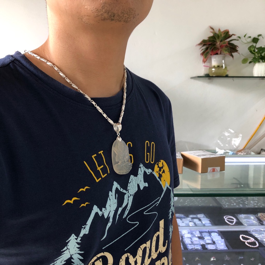 Mặt Dây Chuyền Nam, Nữ Mặt Phật Hư Không Tạng Bồ Tát - Phật Hộ Mệnh Tuổi Sửu-Dần Bạc Hiểu Minh MDN474