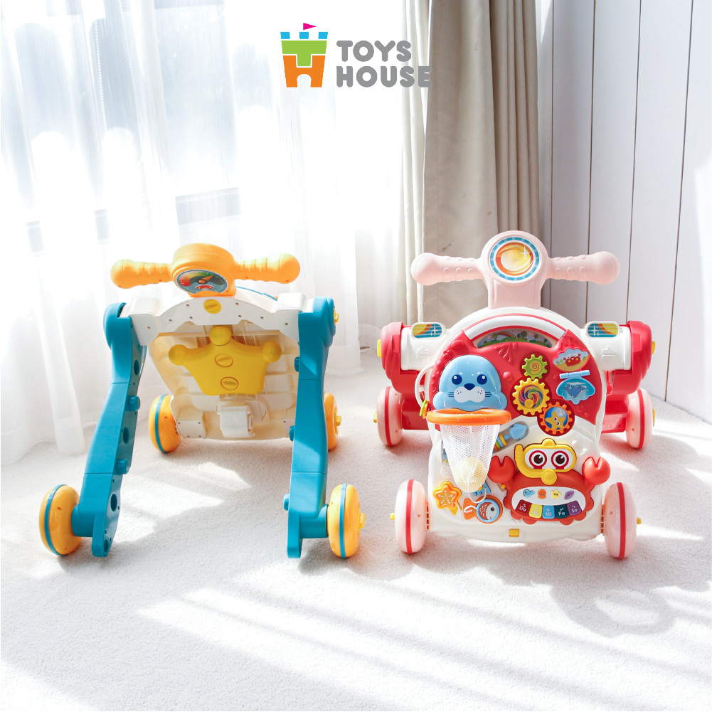 Xe tập đi đa năng 4 trong 1: xe tập đi, bàn nhạc, chòi chân, trượt scooter Toyshouse HE0826