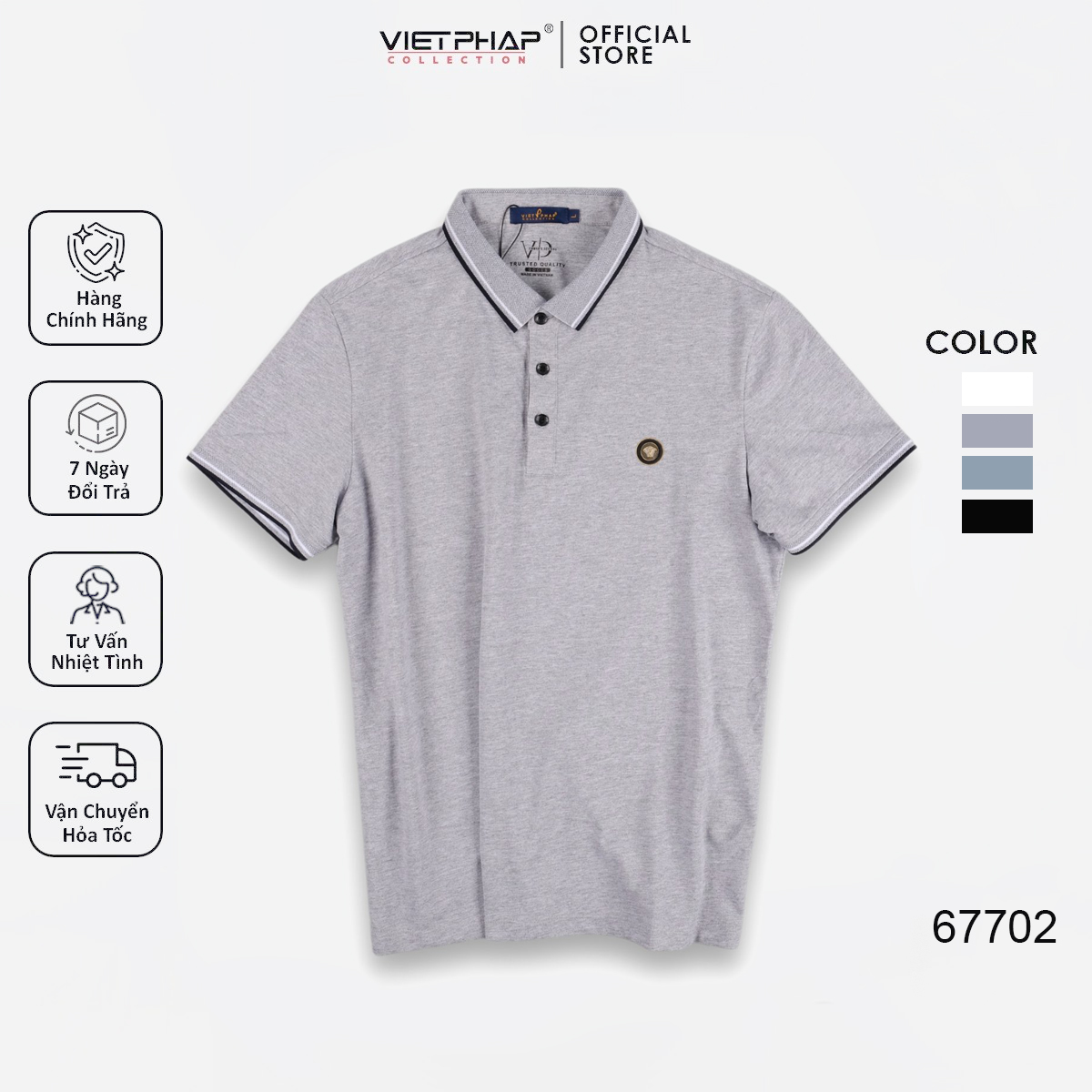 Áo Thun Polo Nam Cao Cấp VIỆT PHÁP / Form Basic - Chất liệu cotton co dãn thấm hút mồ hồi tốt 67701