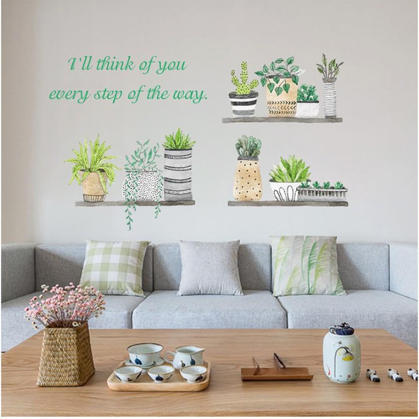 Decal dán trang trí tường - Nhiều Chậu lớn 04