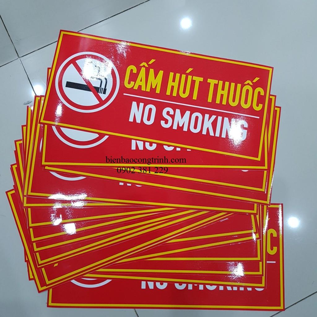 Bảng cấm hút thuốc in decal dán kích thước 15 x 40