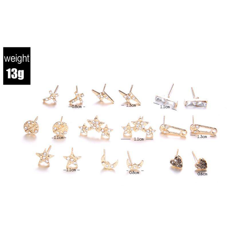 Bộ 9 đôi bông tai chạm khắc đính đá phong cách retro