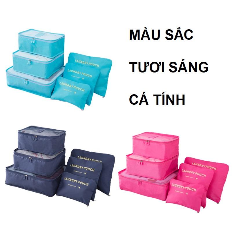 Set 6 túi đựng đồ du lịch chống thấm giúp phân loại đồ đi du lịch gọn gàng tiện lợi