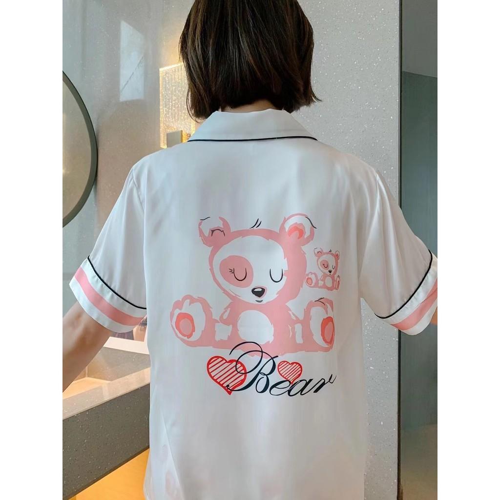 Bộ ngủ pijama lụa cao cấp in hình dễ thương