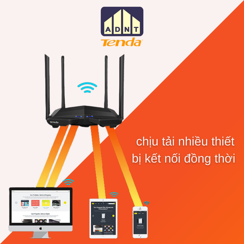 Bộ phát wifi không dây tốc độ 1200 Mbps 4 râu băng tần kép Wireless Router AC10U Tenda hàng chính hãng