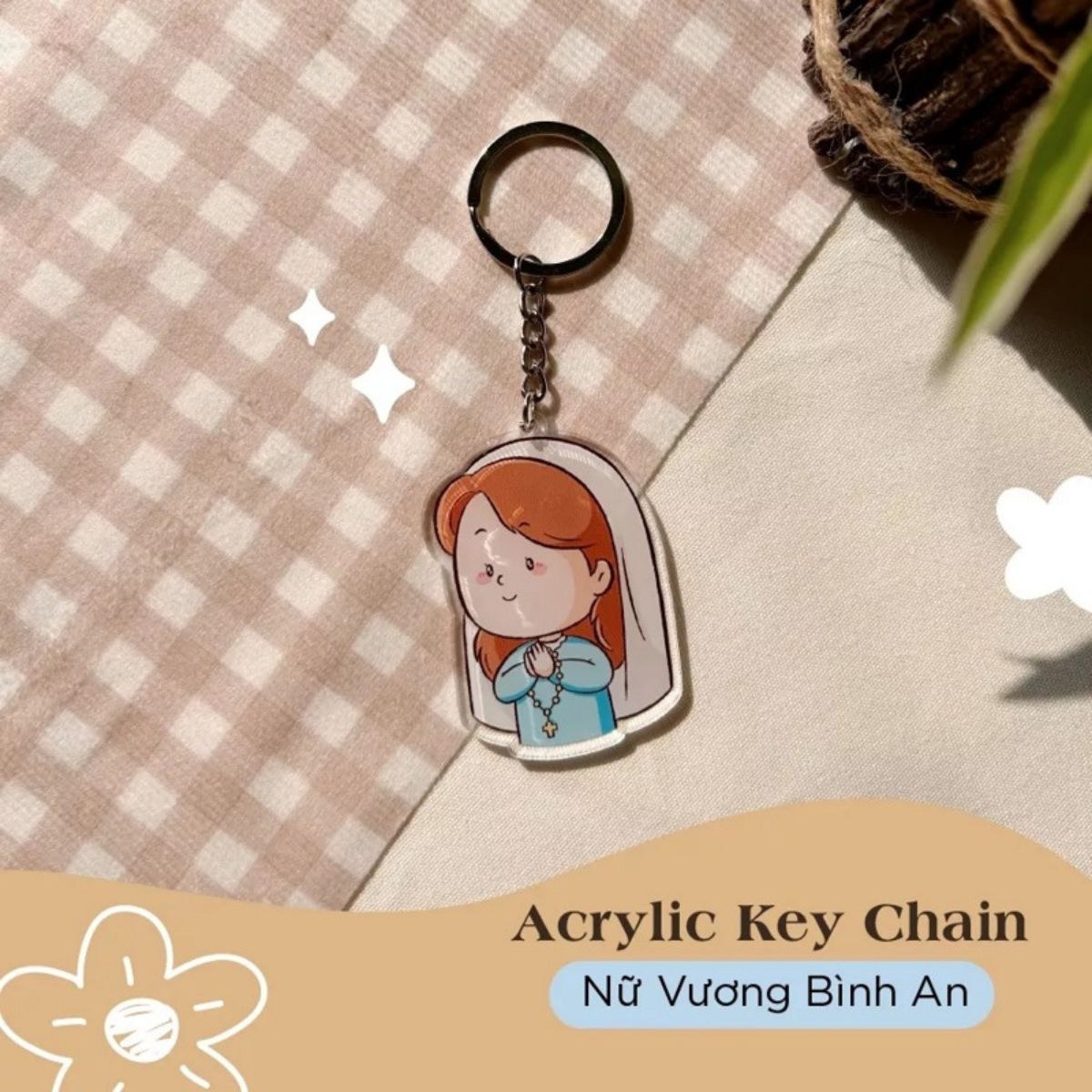 Móc khóa Mẹ Maria Nữ Vương Bình An Chibi