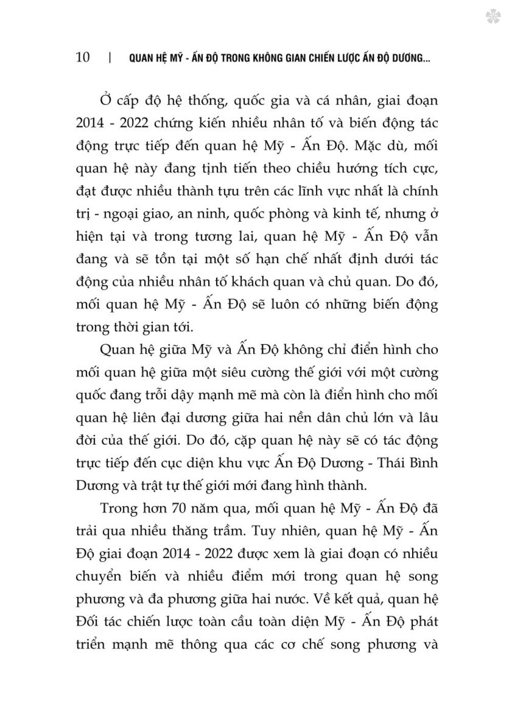 Quan hệ Mỹ - Ấn Độ trong không gian chiến lược Ấn Độ Dương - Thái Bình Dương - bản in 2024