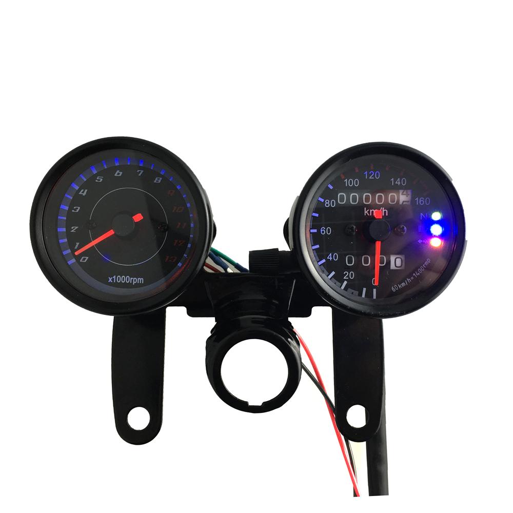 2x Motorcycle Motor LED Dual   Tachometer  Meter