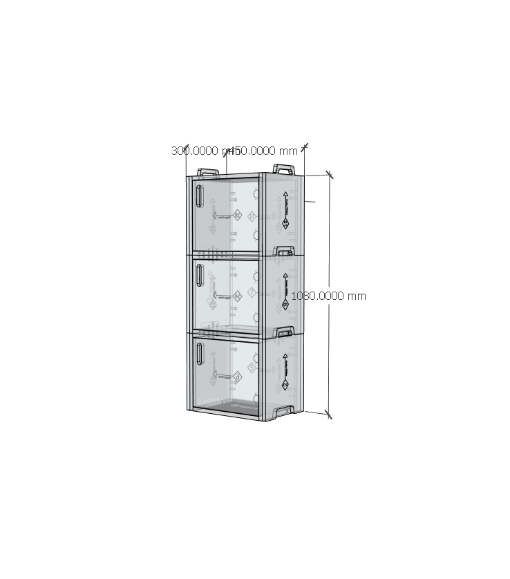 HAPPY FURNITURE , Gỗ tự nhiên , Tủ lưu trữ 3 cửa mở gỗ Plywood - GAMOR , TCM_205 , 45cm x 30cm x 112cm DxRxC