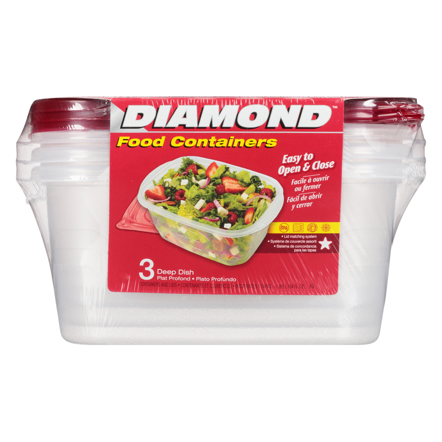 Bộ 3 Hộp Đựng Thực Phẩm Deep Dish Diamond (1890ml / Hộp)