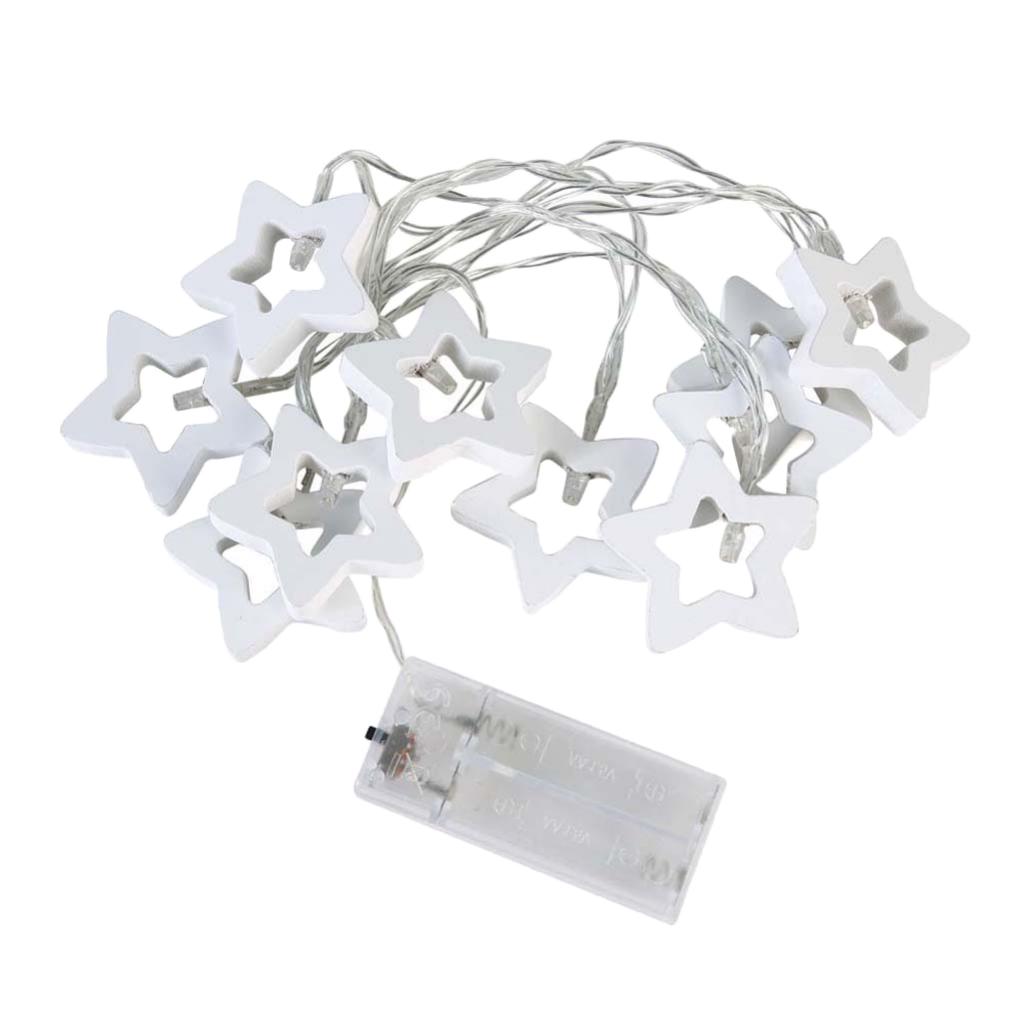 Đèn trang trí Giáng sinh Ngôi sao bằng gỗ 10 đèn LED Quà tặng Đèn dây Xmas