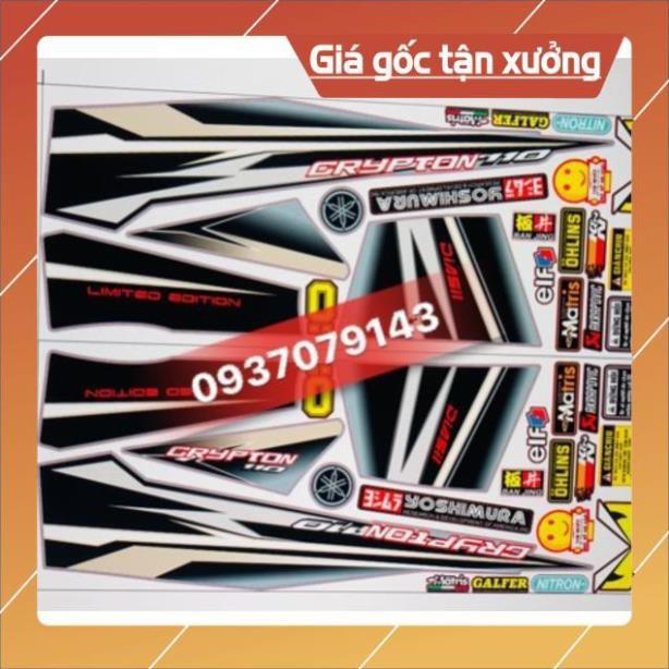 Tem rời sirius Crypton 110 dán xe xám xi măng