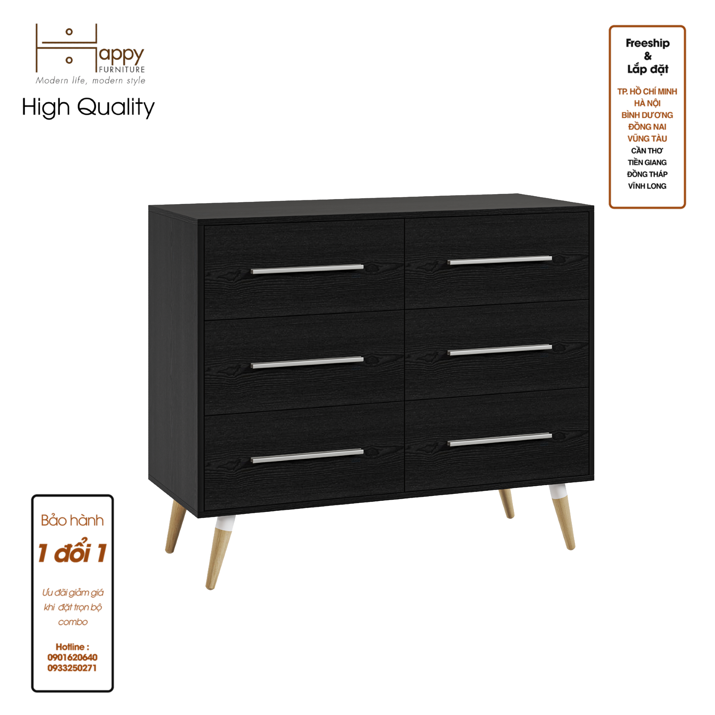 [Happy Home Furniture] OSRI, Tủ đựng đồ 6 ngăn - chân gỗ chéo ,  120cm x 40cm x 100cm ( DxRxC), THK_026