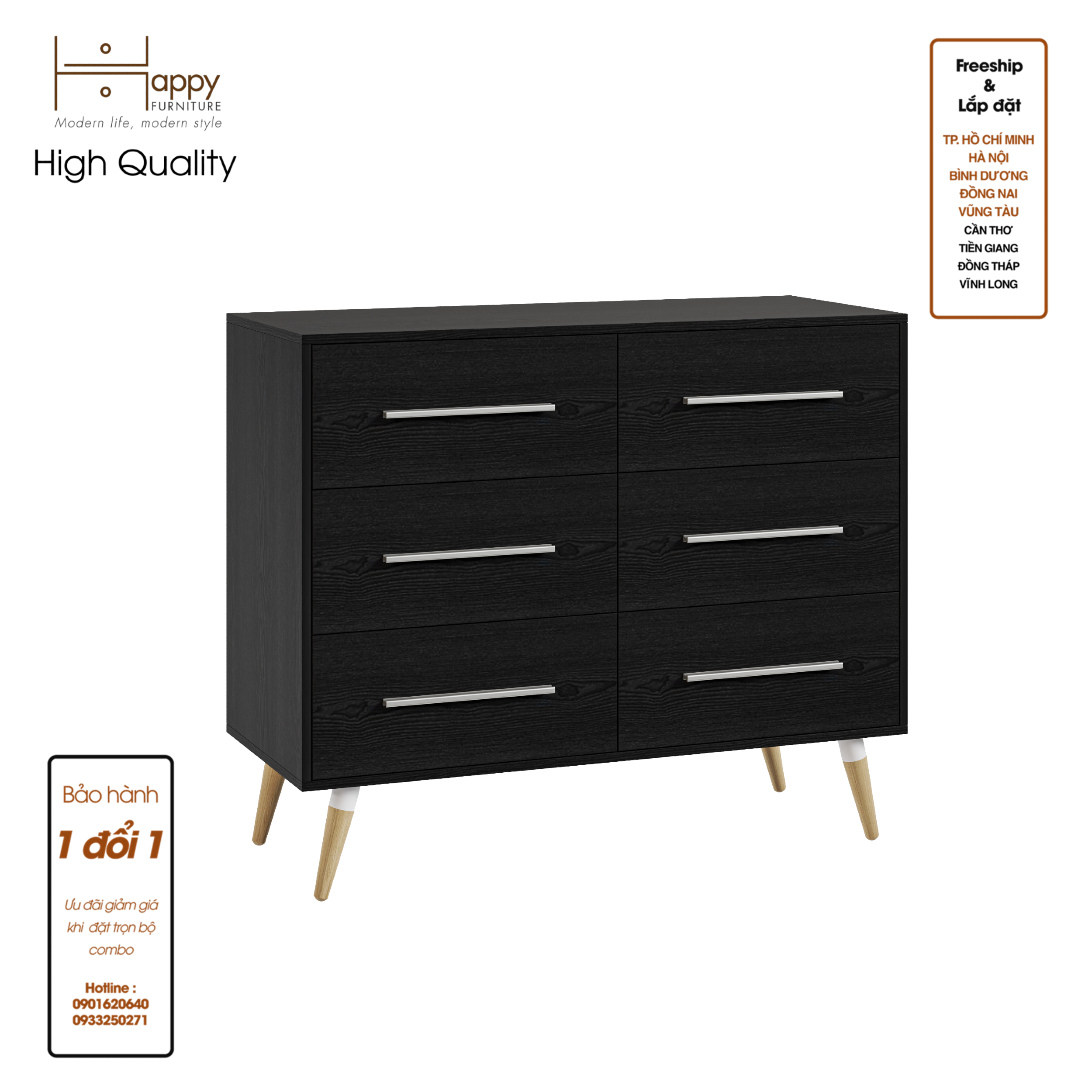 [Happy Home Furniture] OSRI, Tủ đựng đồ 6 ngăn - chân gỗ chéo ,  120cm x 50cm x 100cm ( DxRxC), THK_026