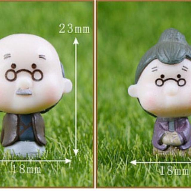 Tiểu cảnh Ông bà già nhỏ, charm slime, trang trí tiểu cảnh terrarium, decor mô hình