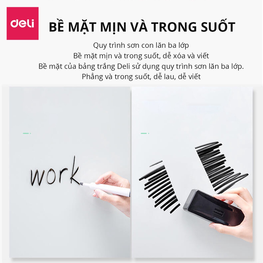 Bảng Từ Trắng Hai Mặt Xoay 360 Độ Có Chân Di Động Chữ H Điều Chỉnh Cao Thấp Deli - Bảng Flipchart - Phù Hợp Trường Học, Văn Phòng - Nhiều Kích Cỡ