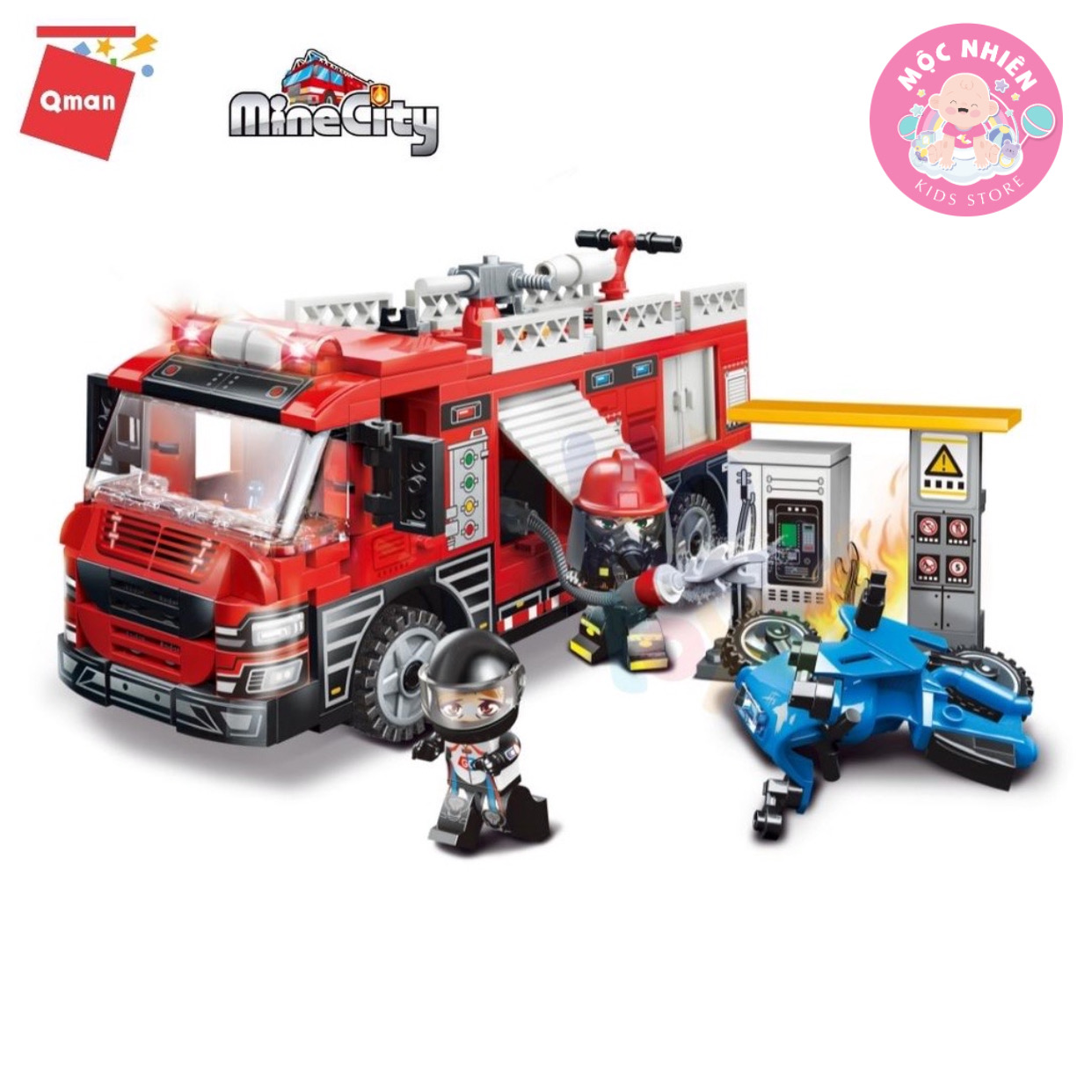 Đồ chơi lắp ráp xếp hình Qman 12022 - Cứu hoả trạm xăng nhiên liệu - Dành cho bé từ 6 tuổi