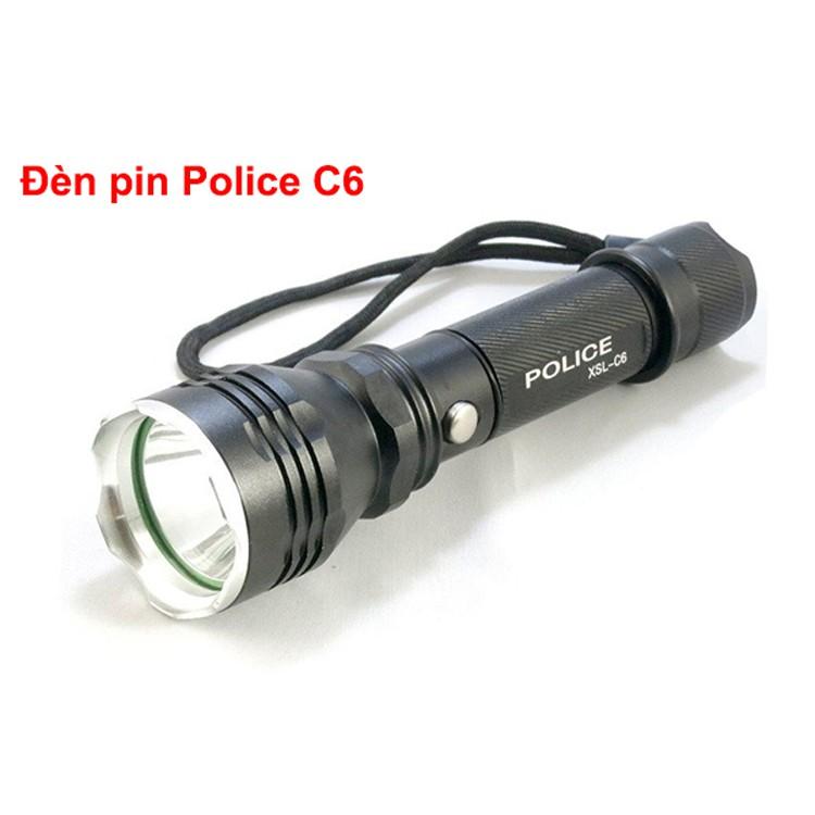 Đèn pin sạc điện siêu sáng Police C6 (Đen)