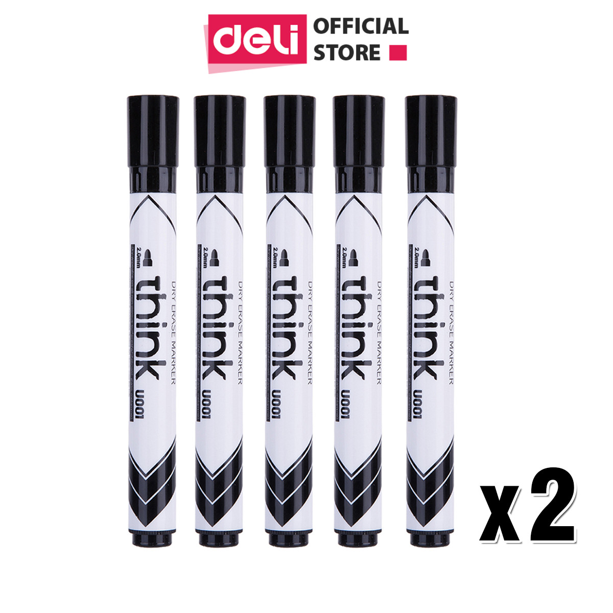Bộ 10 Bút Lông Bảng Deli - Bút Dạ Bảng To Nhiều Mực Siêu Rẻ Viết Mướt Phù Hợp Học Sinh Văn Phòng Bảng Từ Trắng Cửa Kính - Eu00120 Eu00130 Eu00140 - Đen - 10 Cây