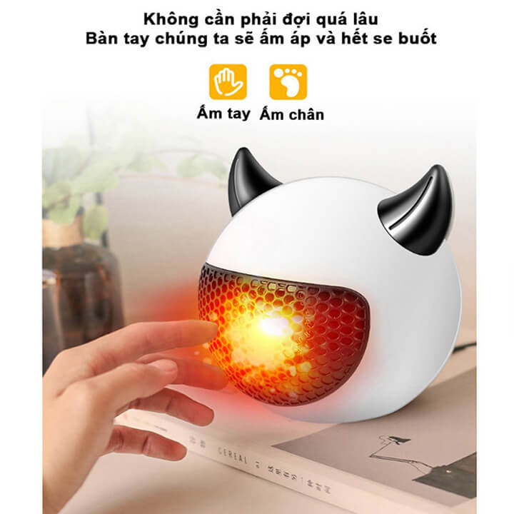 Quạt sưởi ấm mùa đông mini để bàn 400W, máy sưởi ấm đa năng cho bé và gia đình nóng nhanh, nhiệt tỏa đều, an toàn cho trẻ em